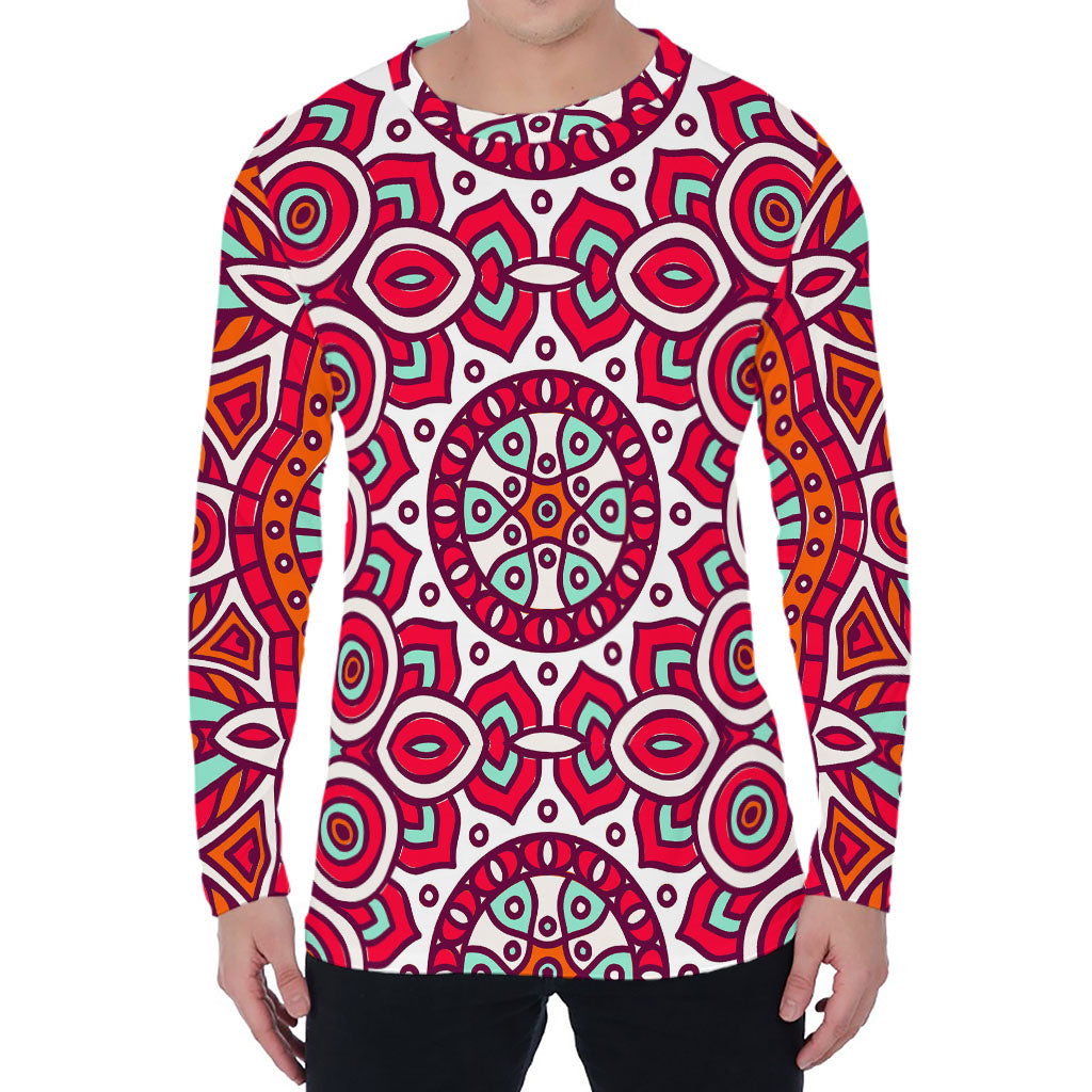 Vintage Indian Mandala Print Men's Long Sleeve T-Shirt