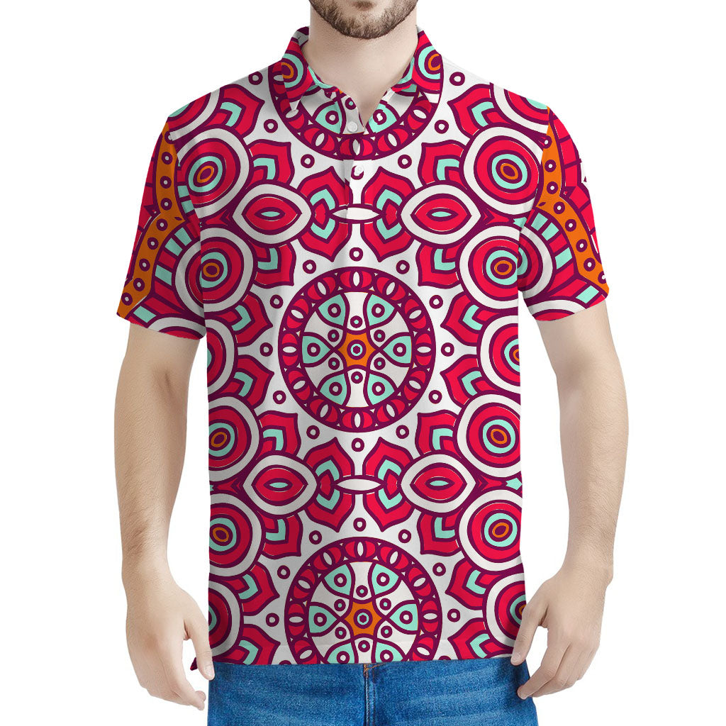Vintage Indian Mandala Print Men's Polo Shirt