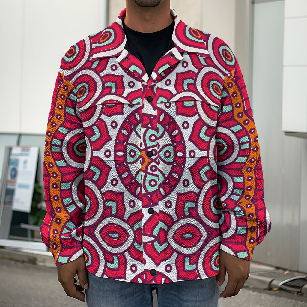 Vintage Indian Mandala Print Men's Shirt Jacket
