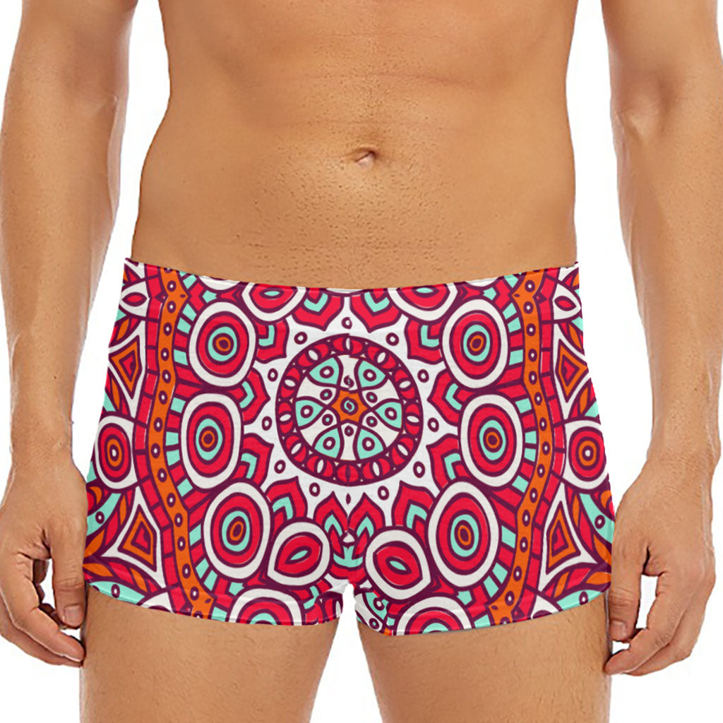 Vintage Indian Mandala Print Men's Short Boxer Briefs