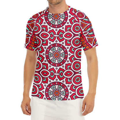 Vintage Indian Mandala Print Men's Short Sleeve Rash Guard