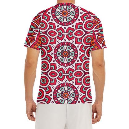 Vintage Indian Mandala Print Men's Short Sleeve Rash Guard