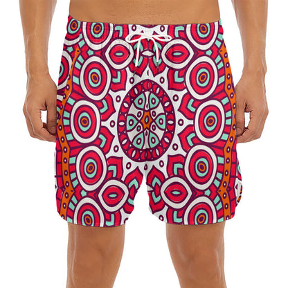 Vintage Indian Mandala Print Men's Split Running Shorts