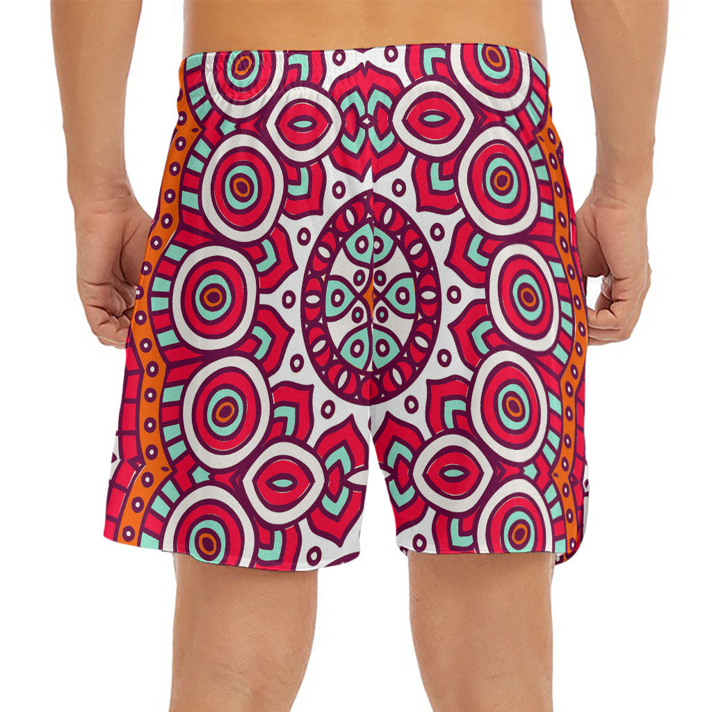 Vintage Indian Mandala Print Men's Split Running Shorts