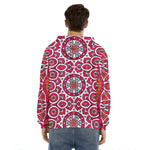 Vintage Indian Mandala Print Men's Velvet Pullover Hoodie