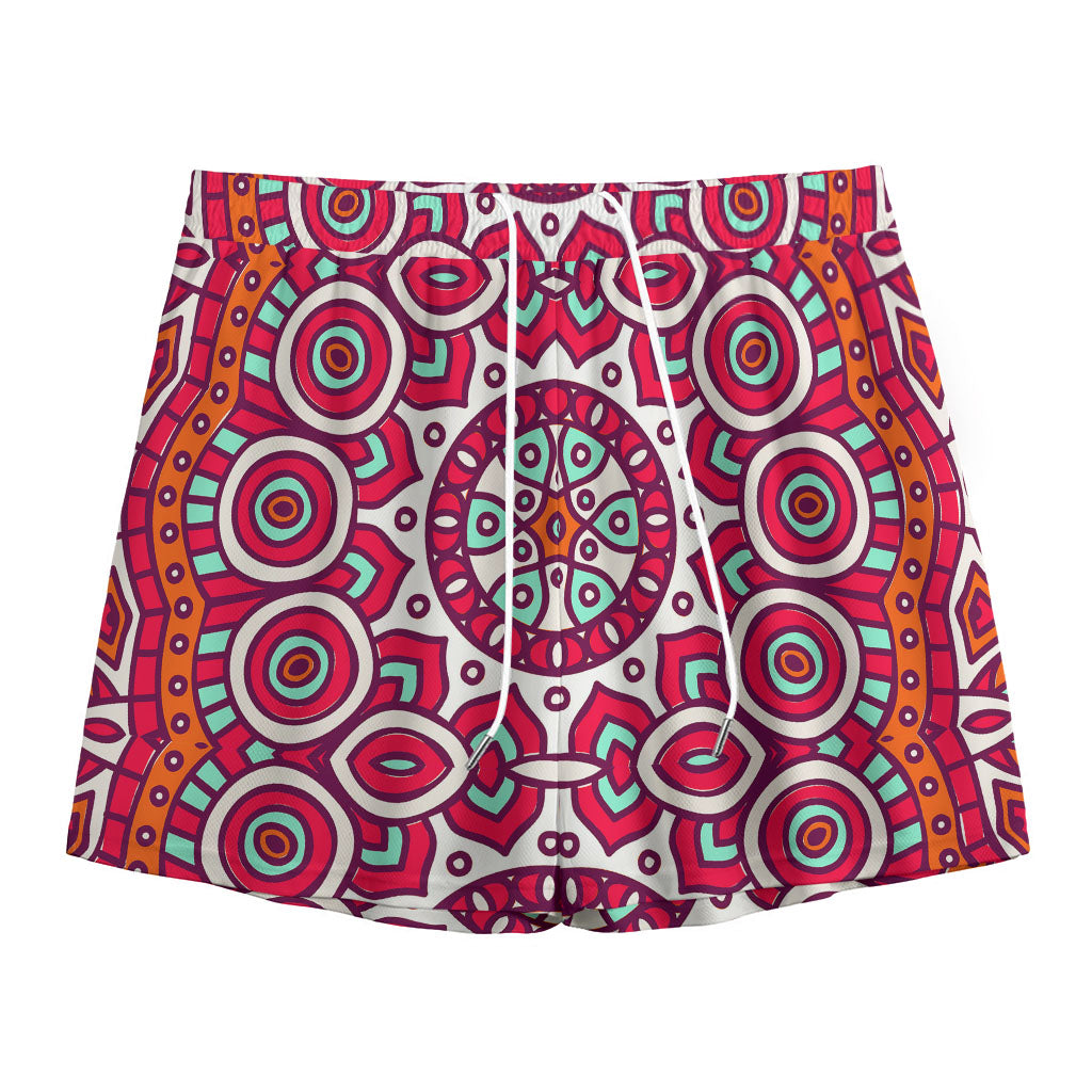 Vintage Indian Mandala Print Mesh Shorts