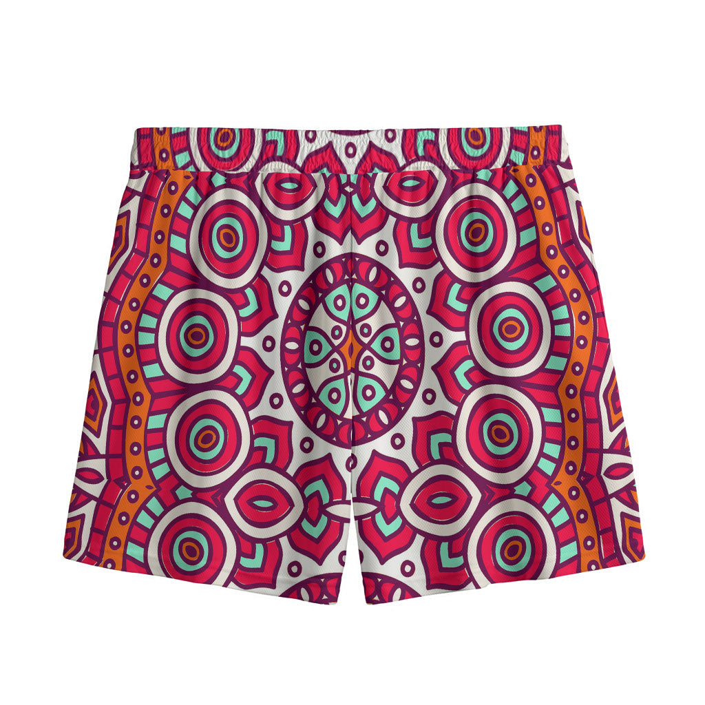 Vintage Indian Mandala Print Mesh Shorts