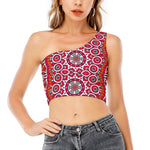 Vintage Indian Mandala Print One Shoulder Crop Top
