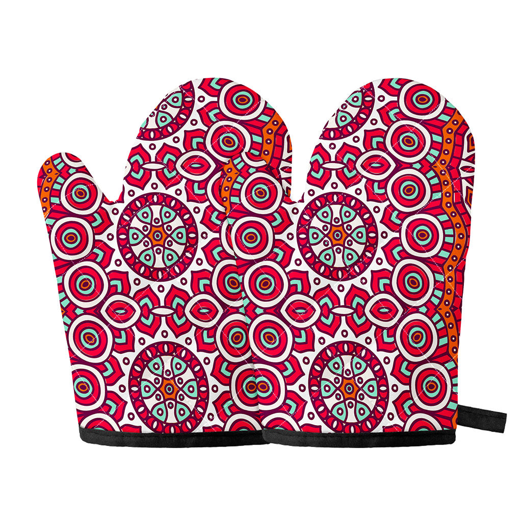 Vintage Indian Mandala Print Oven Mitts