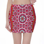 Vintage Indian Mandala Print Pencil Mini Skirt