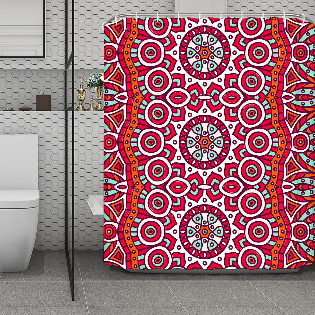 Vintage Indian Mandala Print Polyester Shower Curtain