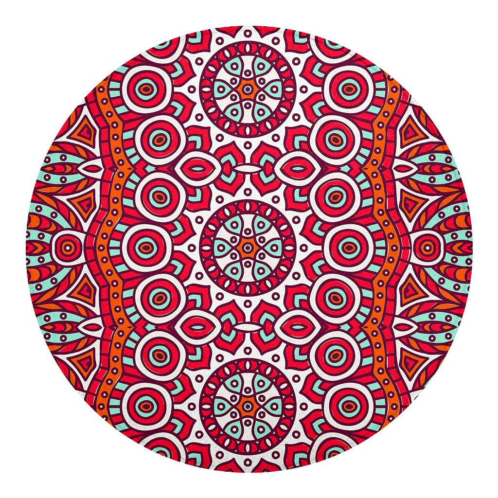 Vintage Indian Mandala Print Round Blanket