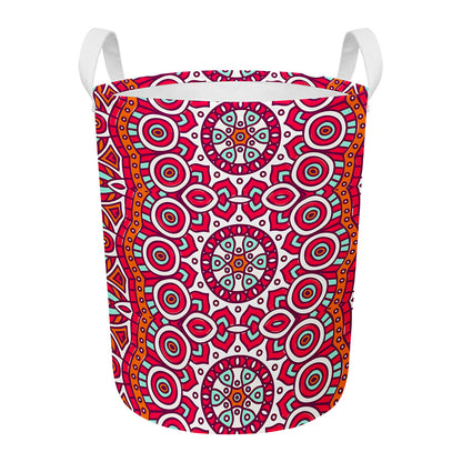 Vintage Indian Mandala Print Round Laundry Basket