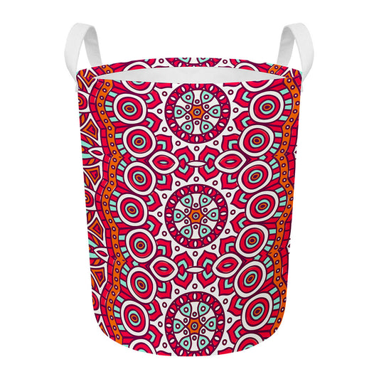 Vintage Indian Mandala Print Round Laundry Basket