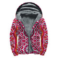 Vintage Indian Mandala Print Sherpa Lined Zip Up Hoodie