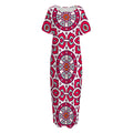 Vintage Indian Mandala Print Short Sleeve Long Nightdress