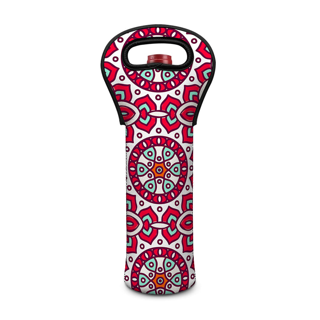 Vintage Indian Mandala Print Single Neoprene Wine Tote