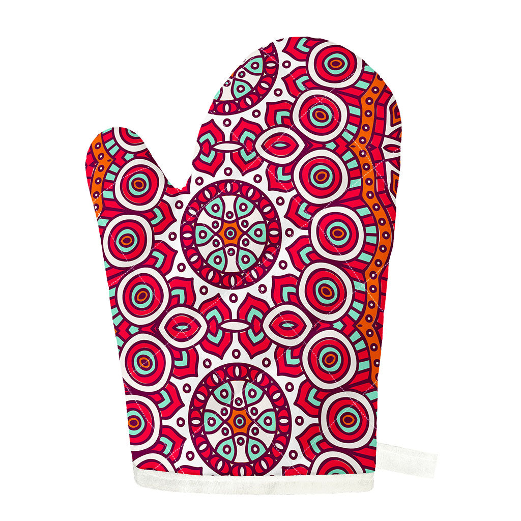 Vintage Indian Mandala Print Single Oven Mitt