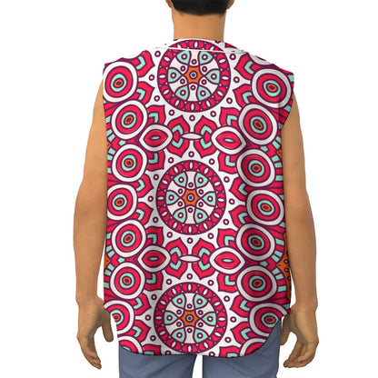 Vintage Indian Mandala Print Sleeveless Baseball Jersey
