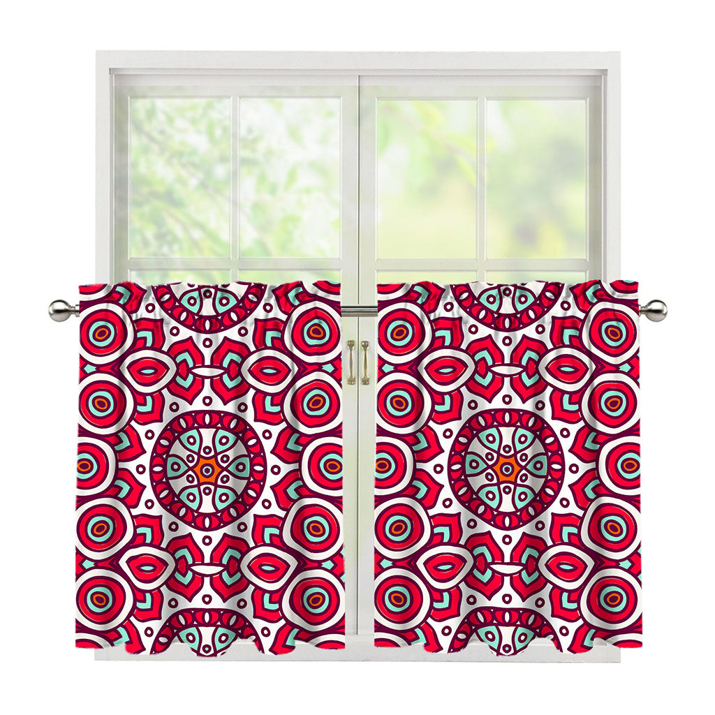 Vintage Indian Mandala Print Tier Curtains