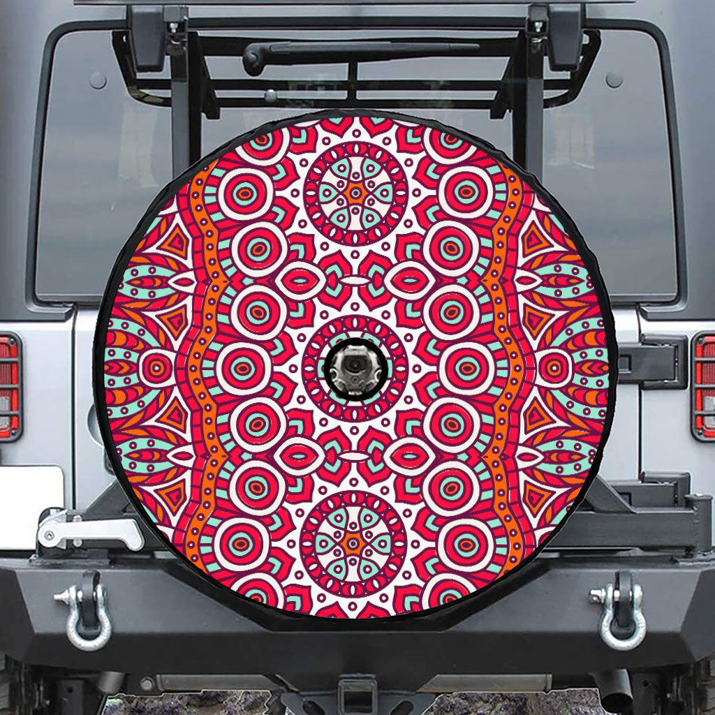 Vintage Indian Mandala Print Tire Cover With Camera Hole