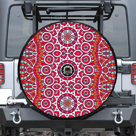 Vintage Indian Mandala Print Tire Cover With Camera Hole
