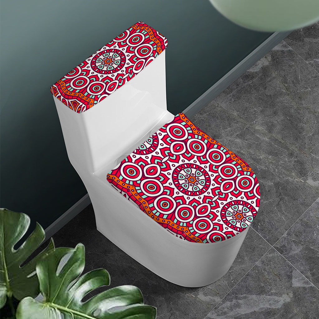 Vintage Indian Mandala Print Toilet Lid And Tank Cover Set