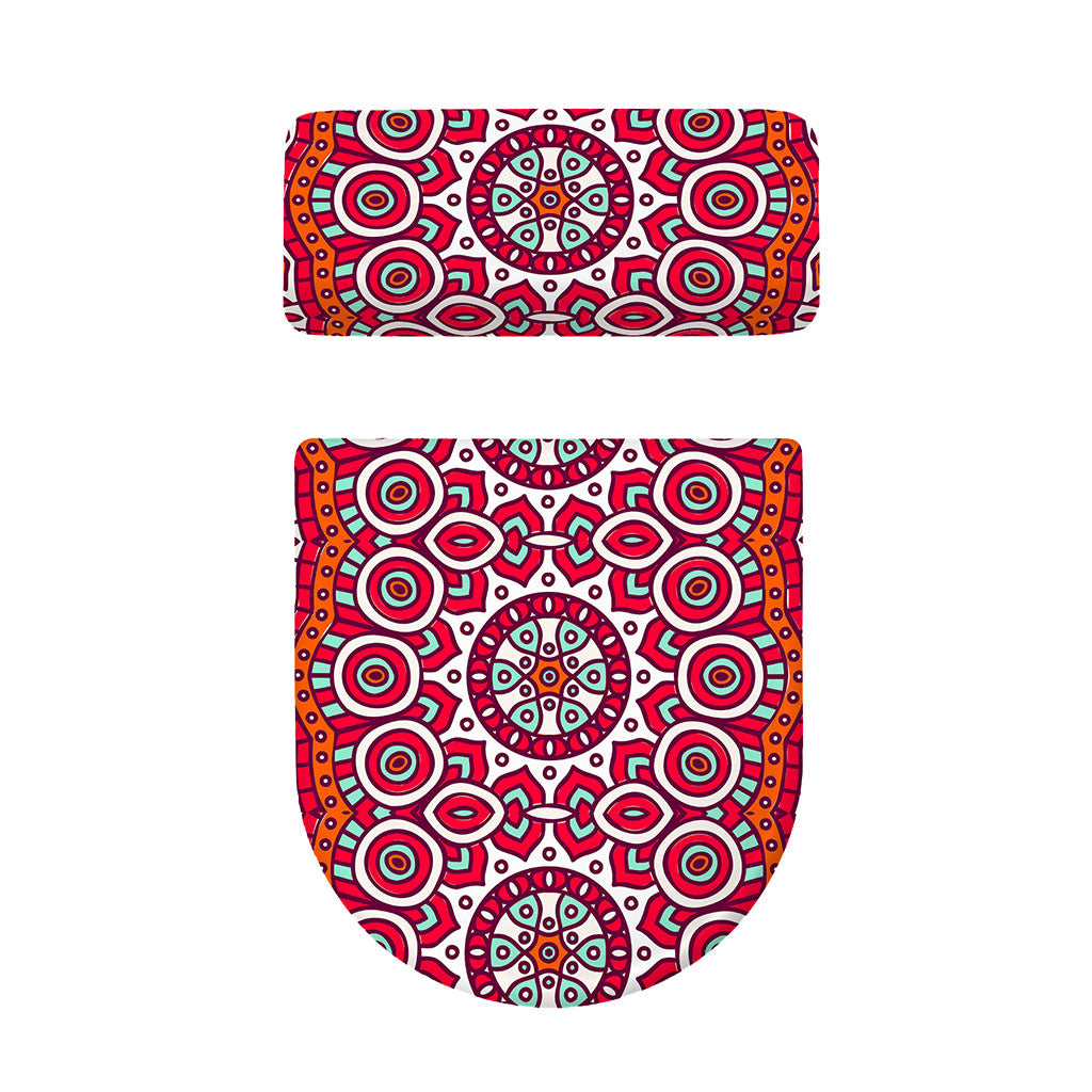 Vintage Indian Mandala Print Toilet Lid And Tank Cover Set