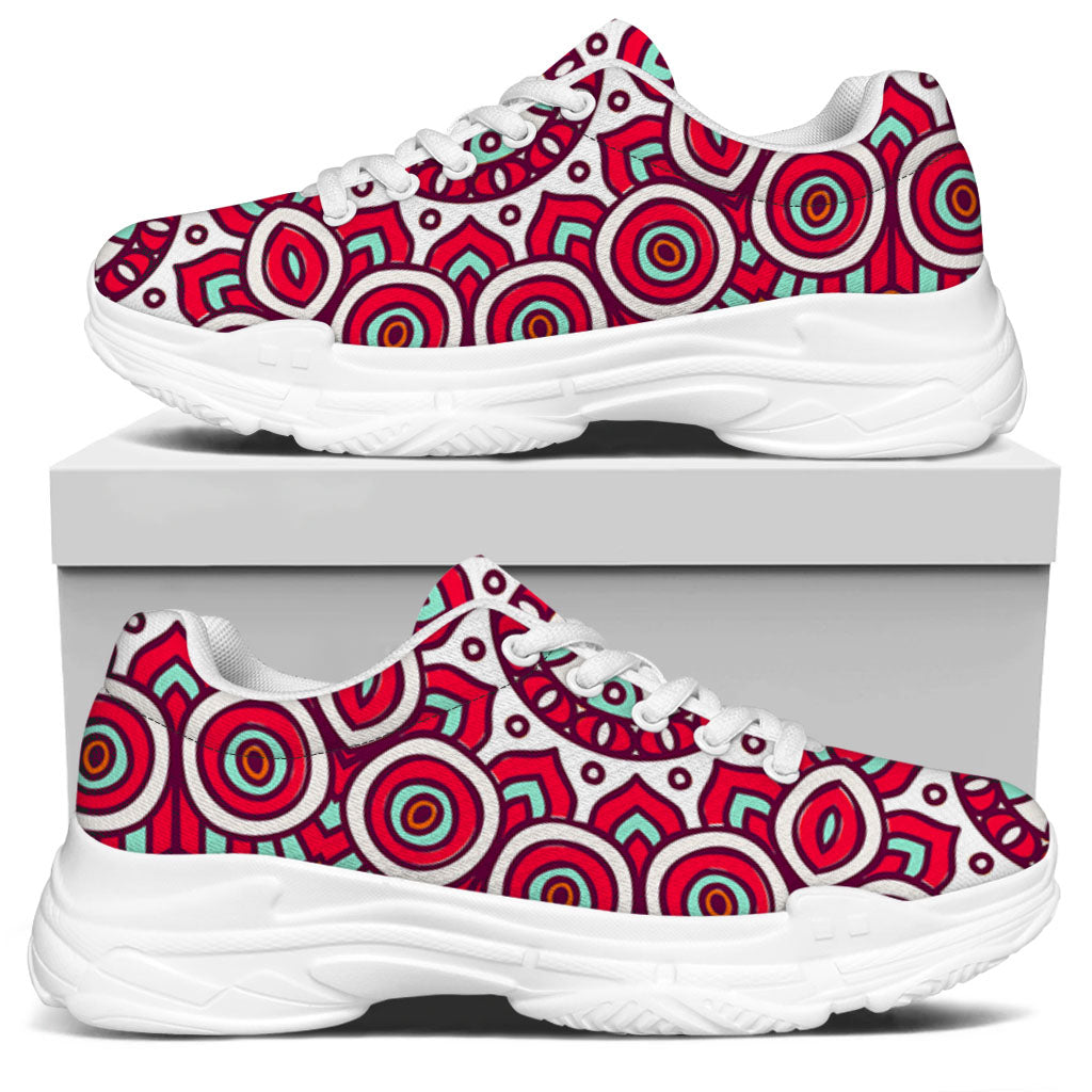 Vintage Indian Mandala Print White Chunky Shoes