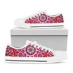 Vintage Indian Mandala Print White Low Top Sneakers