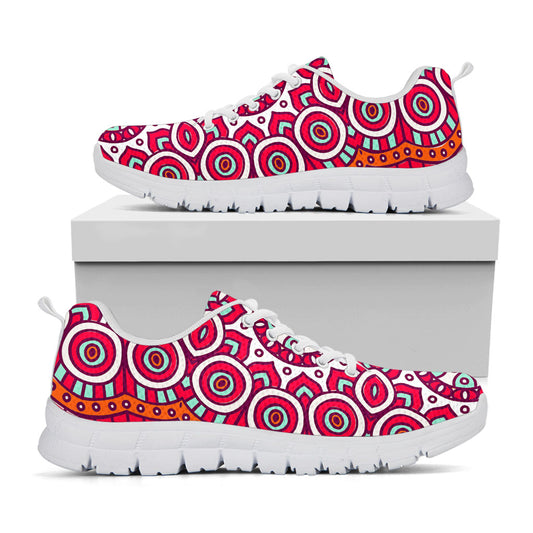 Vintage Indian Mandala Print White Running Shoes
