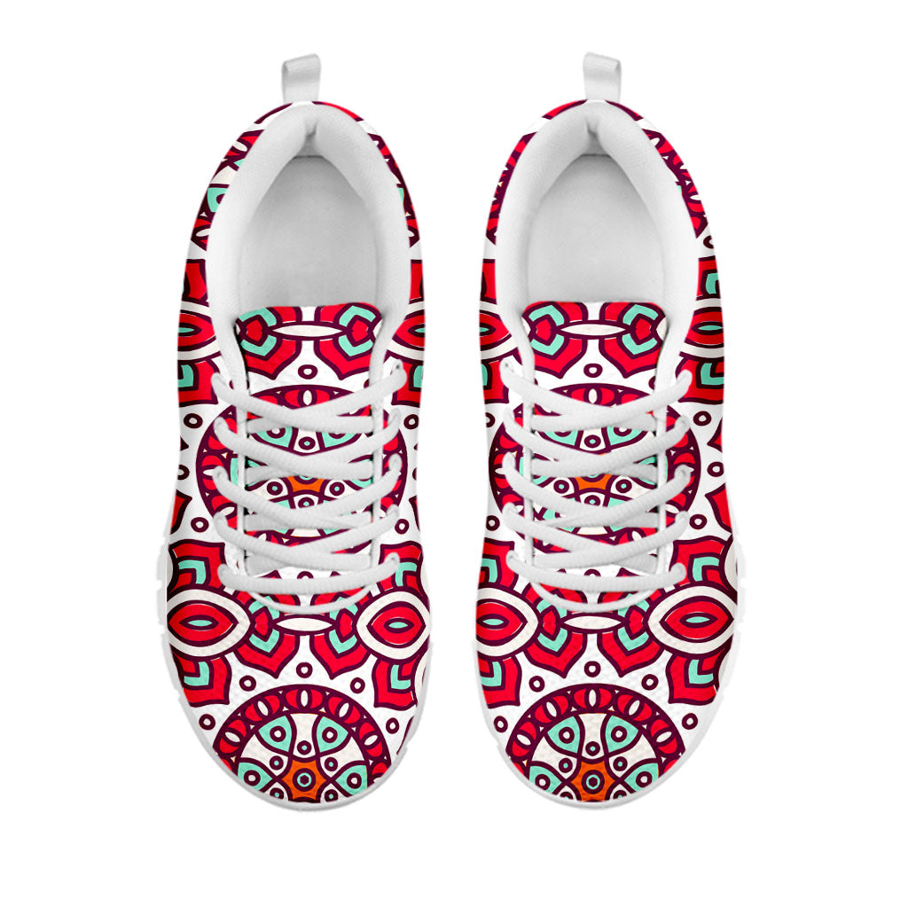 Vintage Indian Mandala Print White Running Shoes