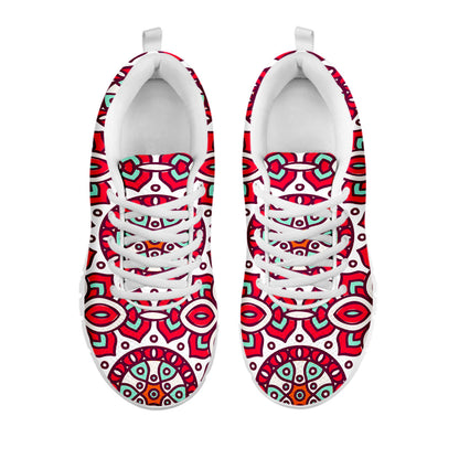 Vintage Indian Mandala Print White Running Shoes
