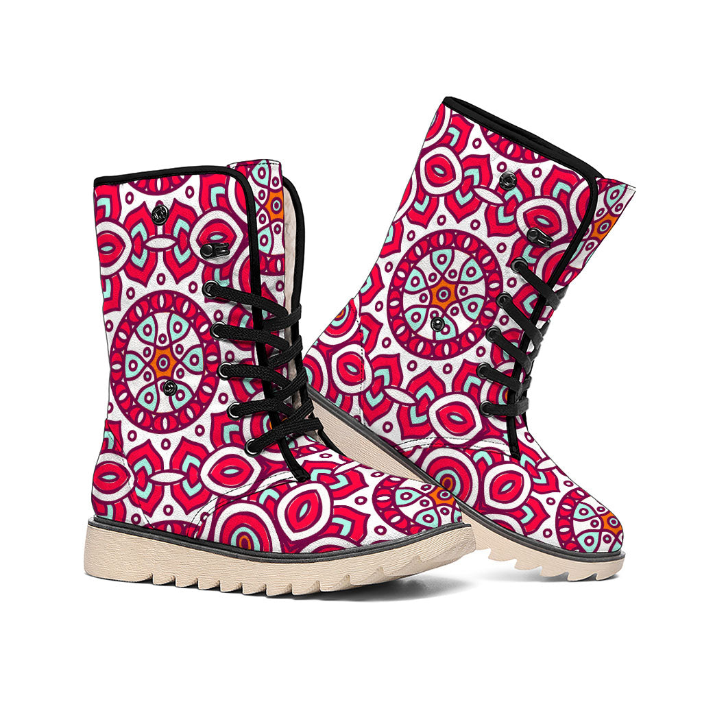 Vintage Indian Mandala Print Winter Boots