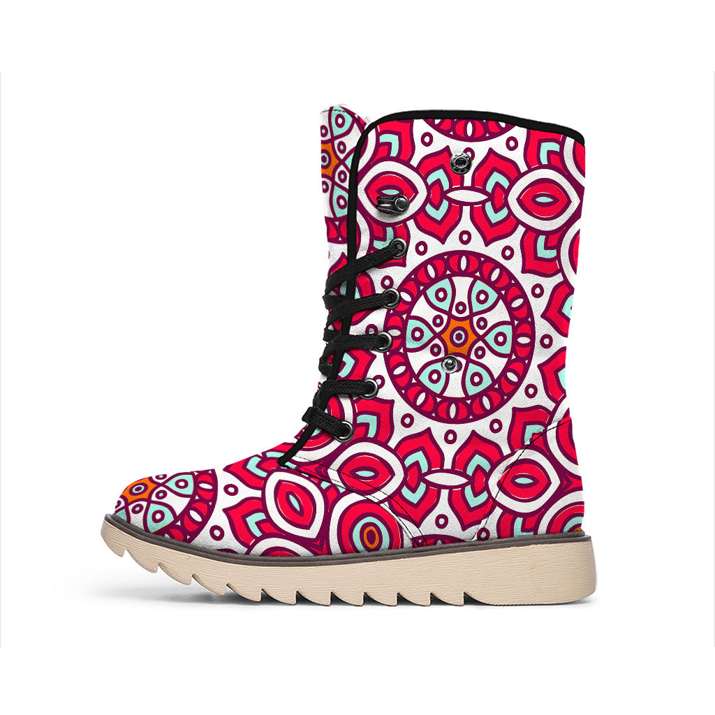 Vintage Indian Mandala Print Winter Boots