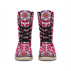 Vintage Indian Mandala Print Winter Boots