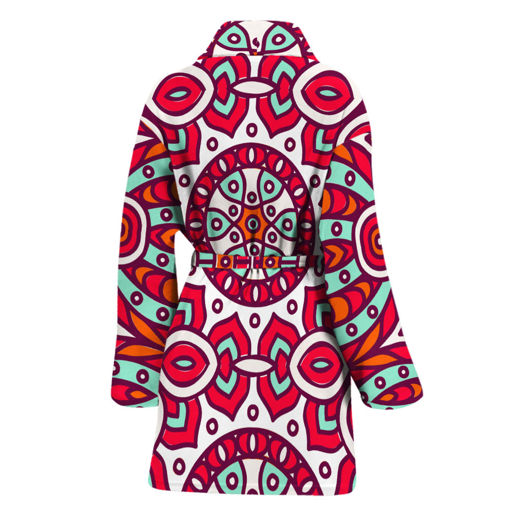 Vintage Indian Mandala Print Women's Bathrobe