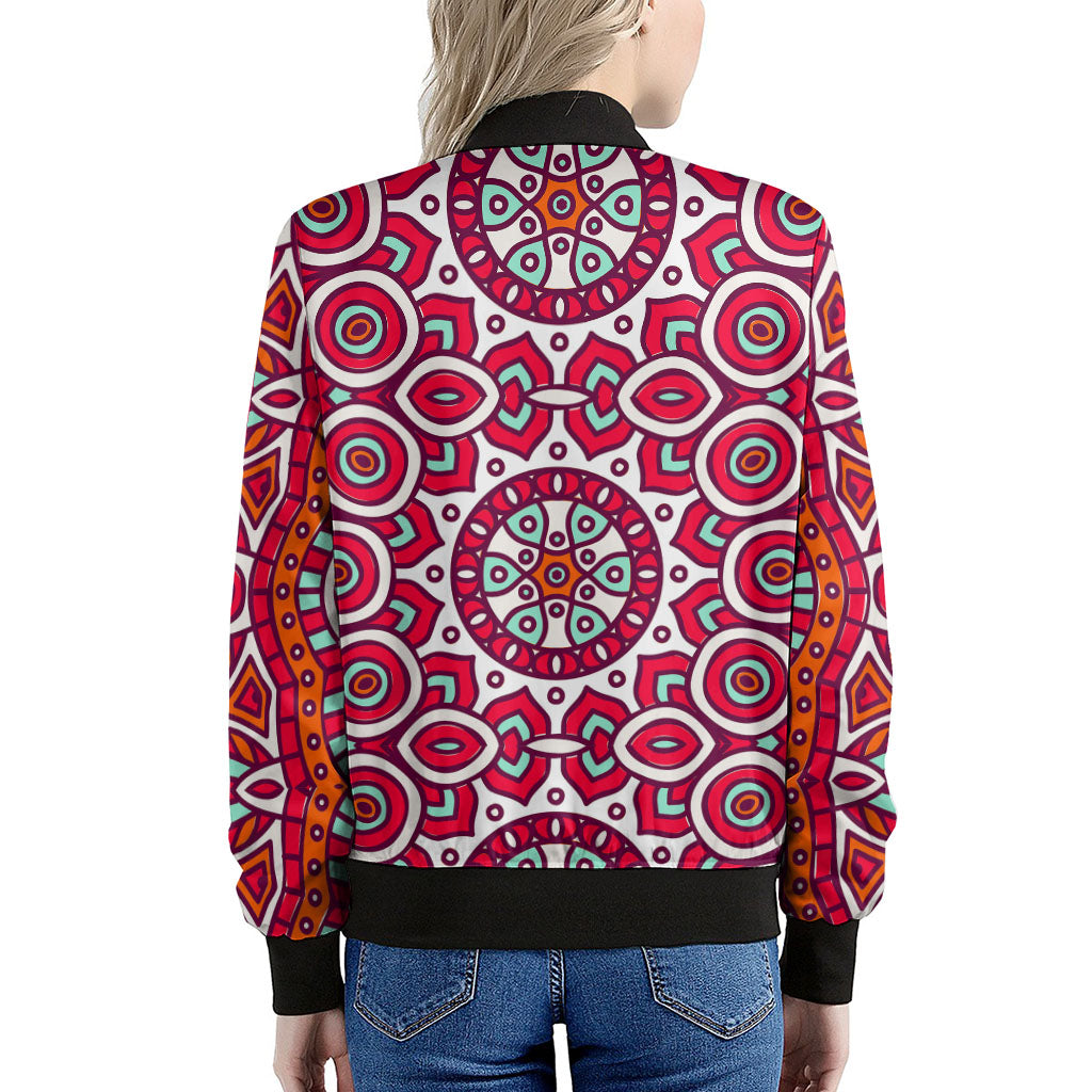 Vintage Indian Mandala Print Women's Bomber Jacket