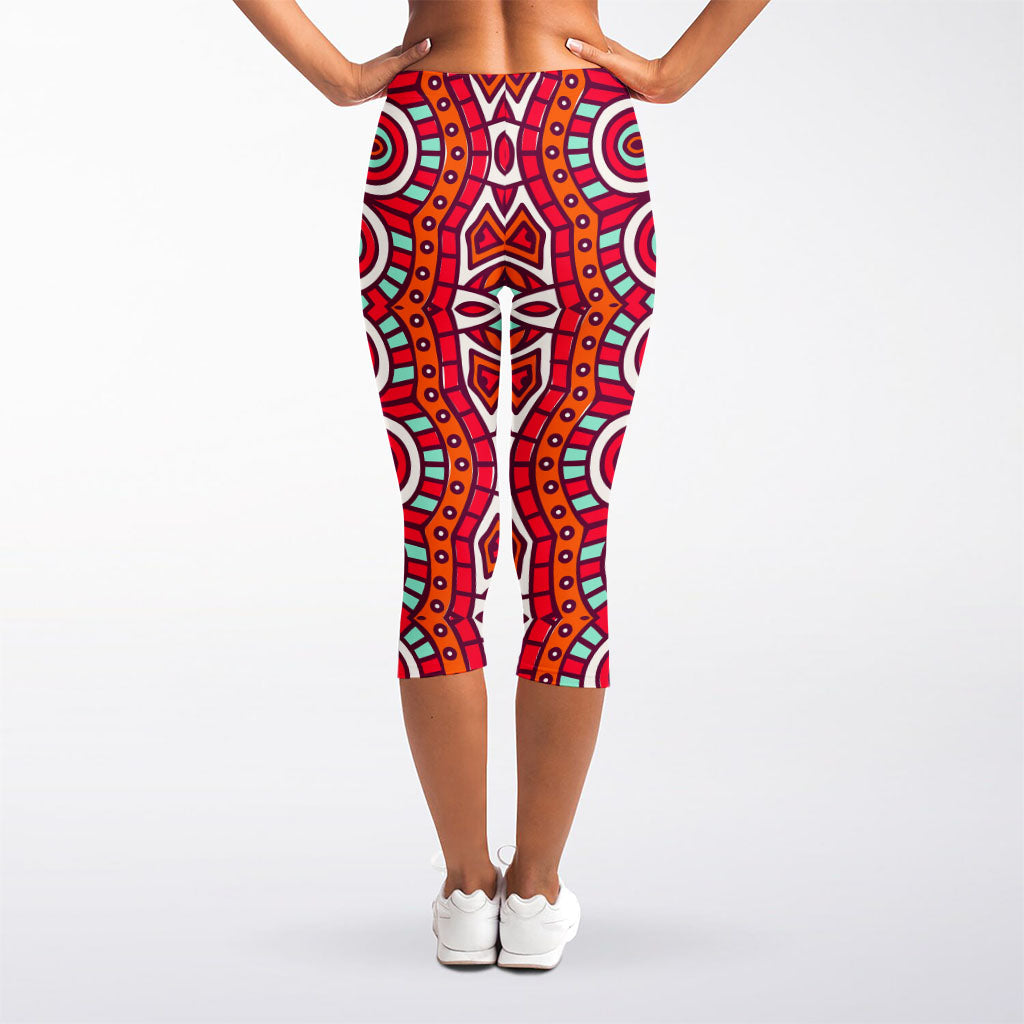 Vintage Indian Mandala Print Women's Capri Leggings