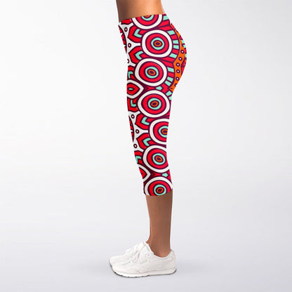 Vintage Indian Mandala Print Women's Capri Leggings