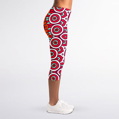Vintage Indian Mandala Print Women's Capri Leggings
