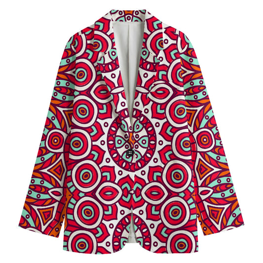 Vintage Indian Mandala Print Women's Cotton Blazer