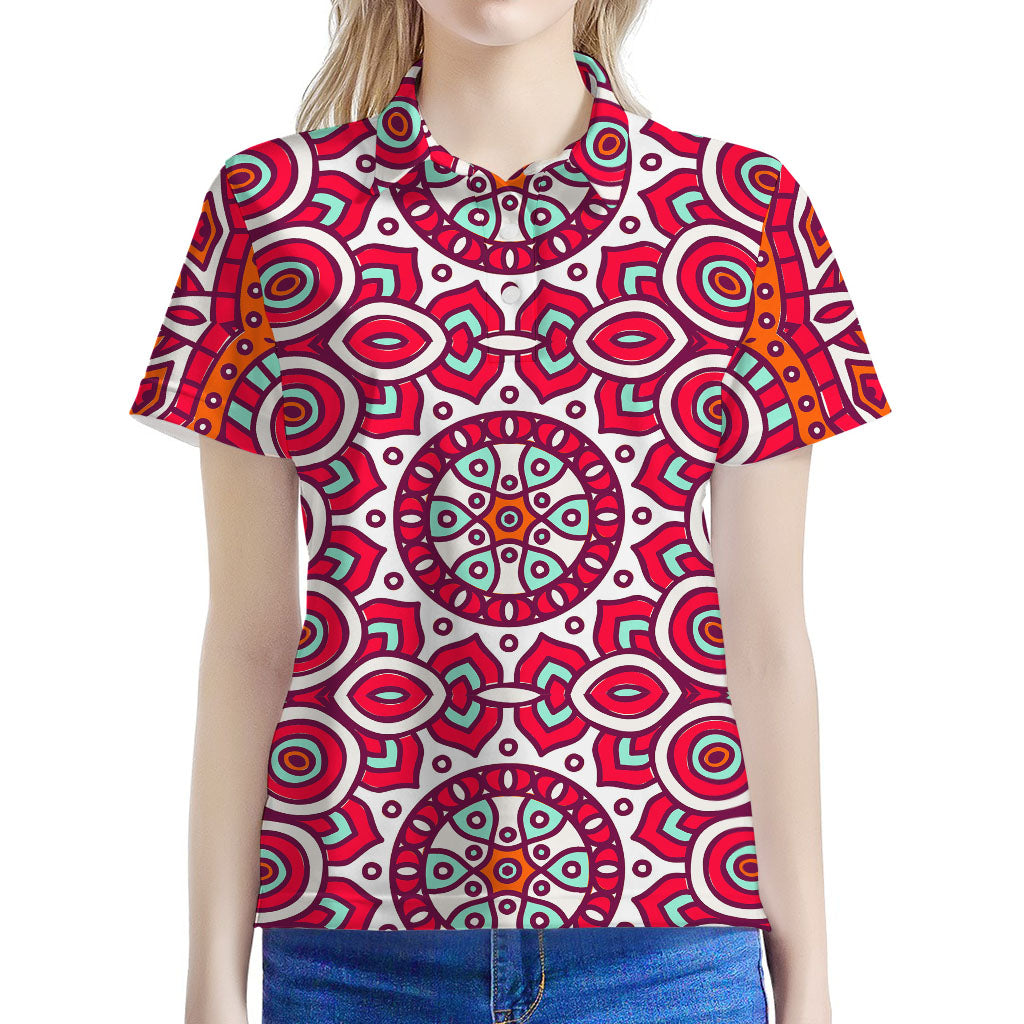 Vintage Indian Mandala Print Women's Polo Shirt