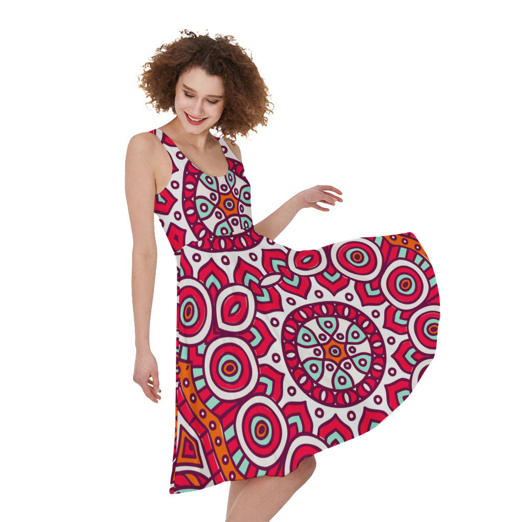 Vintage Indian Mandala Print Women's Sleeveless Dress