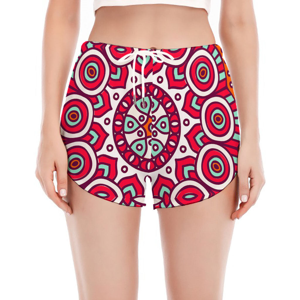 Vintage Indian Mandala Print Women's Split Running Shorts