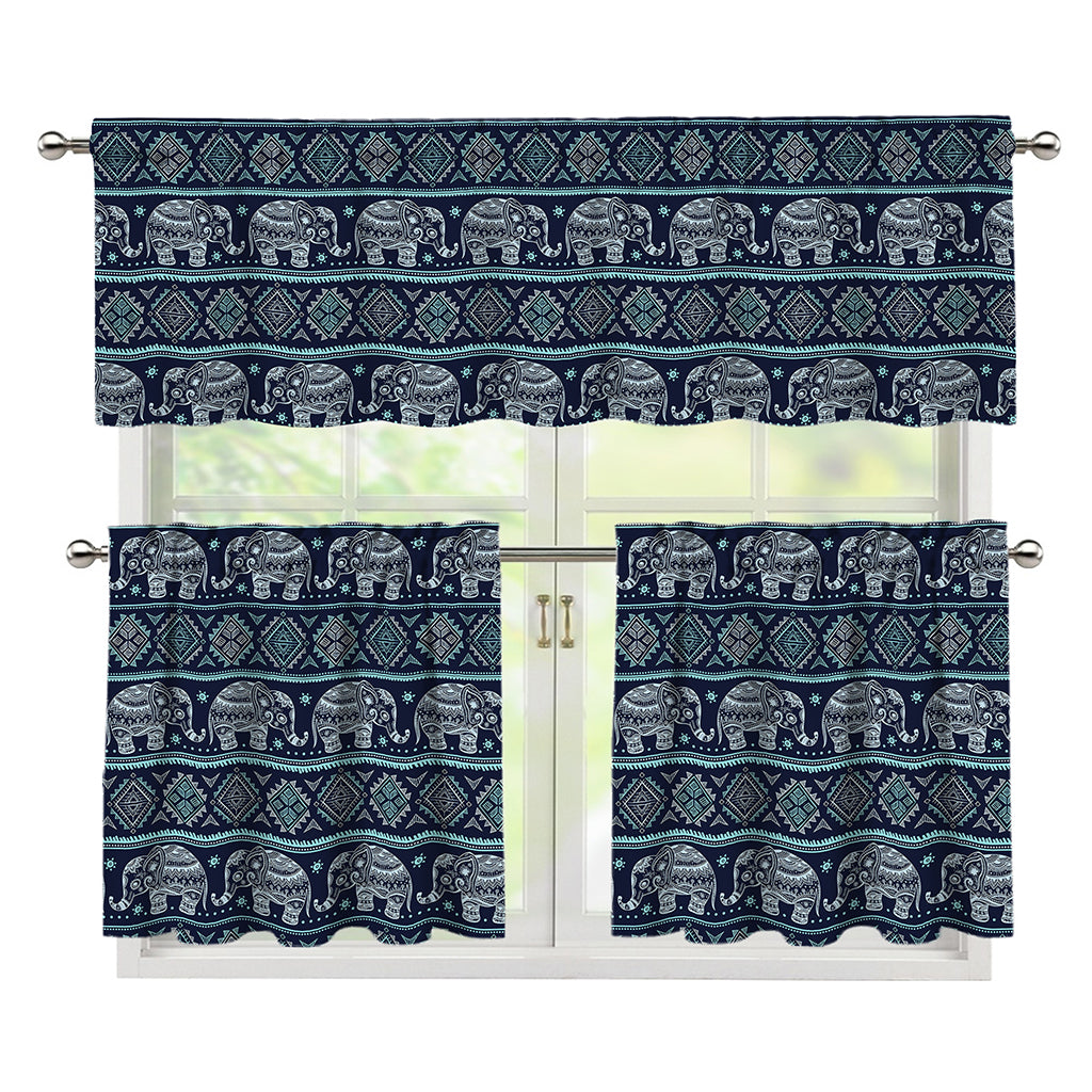 Vintage Indian Tribal Pattern Print 3 Piece Kitchen Curtains