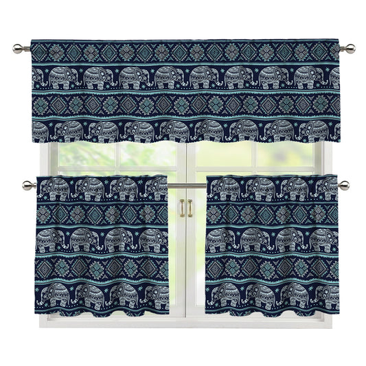 Vintage Indian Tribal Pattern Print 3 Piece Kitchen Curtains