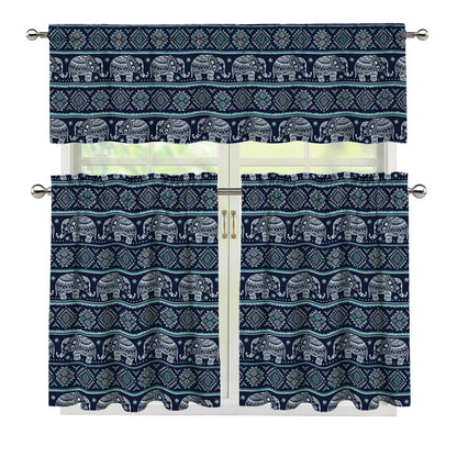 Vintage Indian Tribal Pattern Print 3 Piece Kitchen Curtains