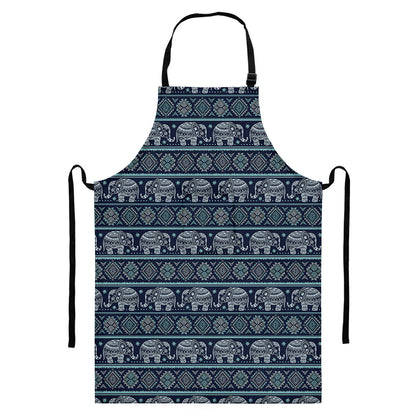 Vintage Indian Tribal Pattern Print Bib Apron With Pocket