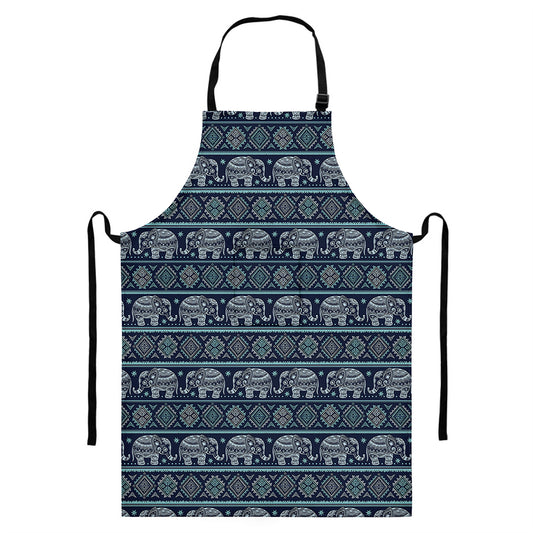 Vintage Indian Tribal Pattern Print Bib Apron With Pocket